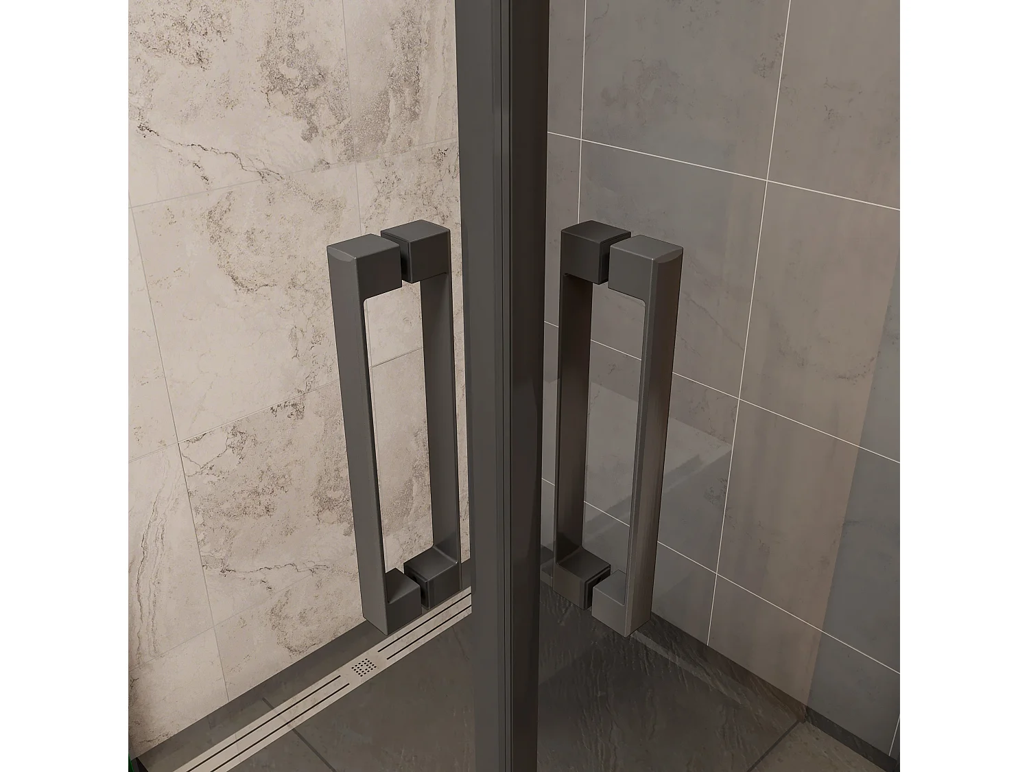 90x80x200cm 8mm Duschtrennwand Drehtür Glastür  Duschtür Duschkabine schwarz mit Duschwand