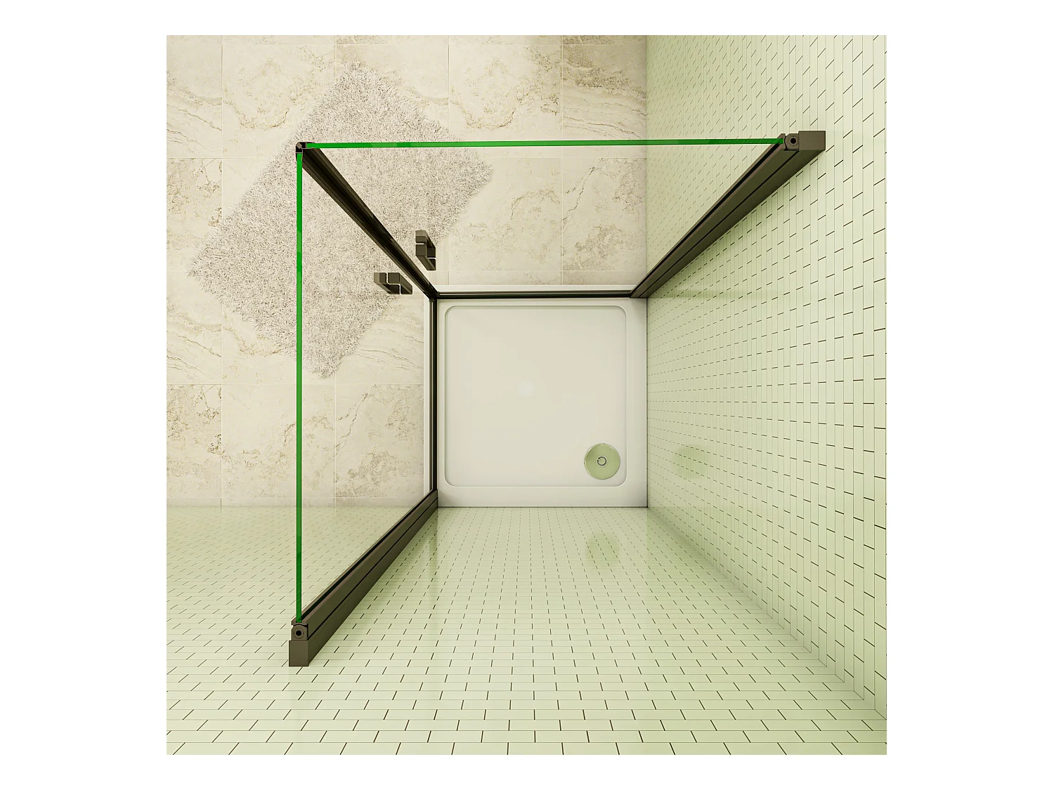 90x90x200cm 8mm Duschtrennwand Drehtür Glastür  Duschtür Duschkabine schwarz mit Duschwand