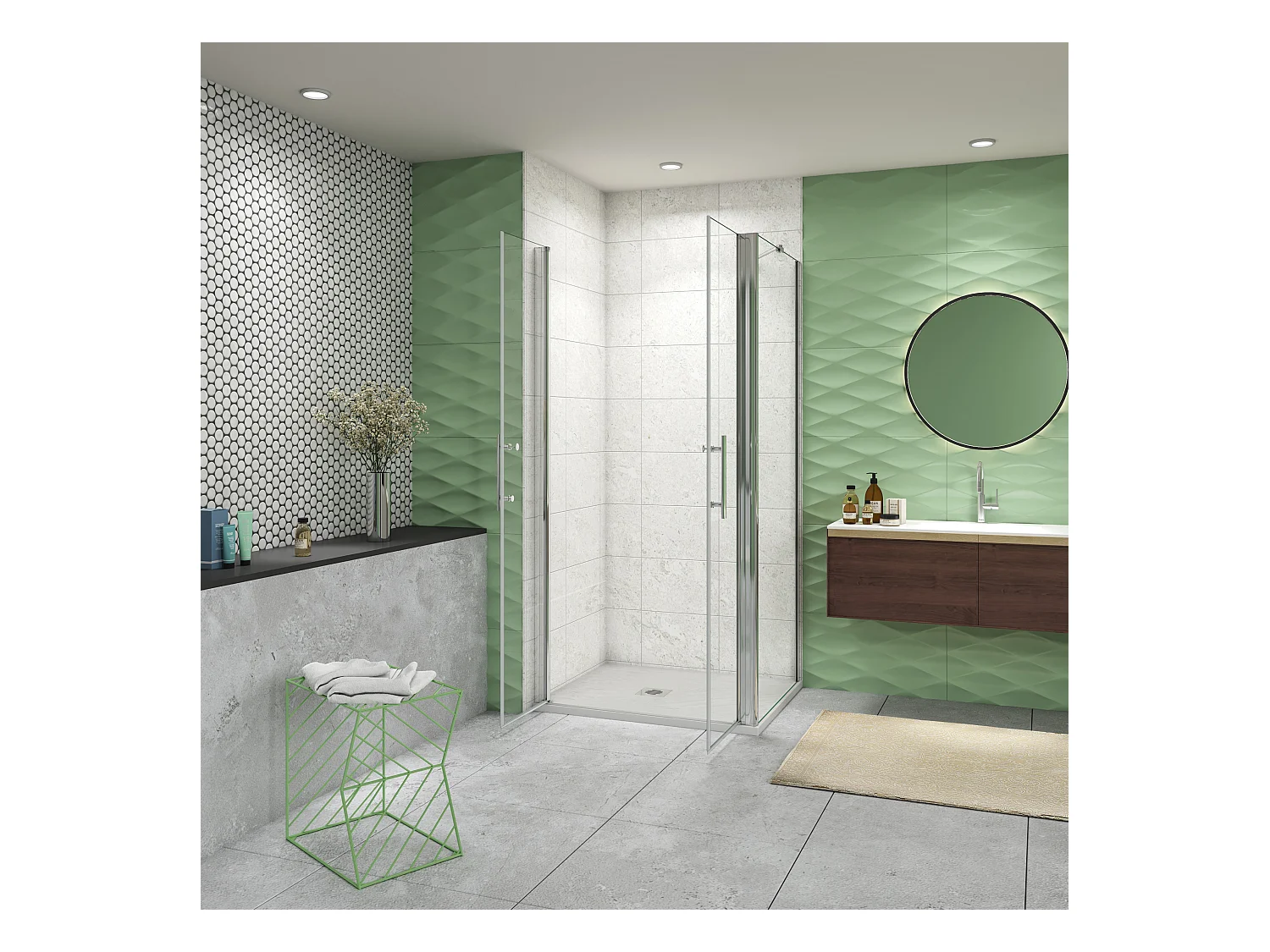 75x80x195cm 6mm Duschtrennwand Drehtür Glastür  Duschtür Duschkabine schwarz mit Duschwand