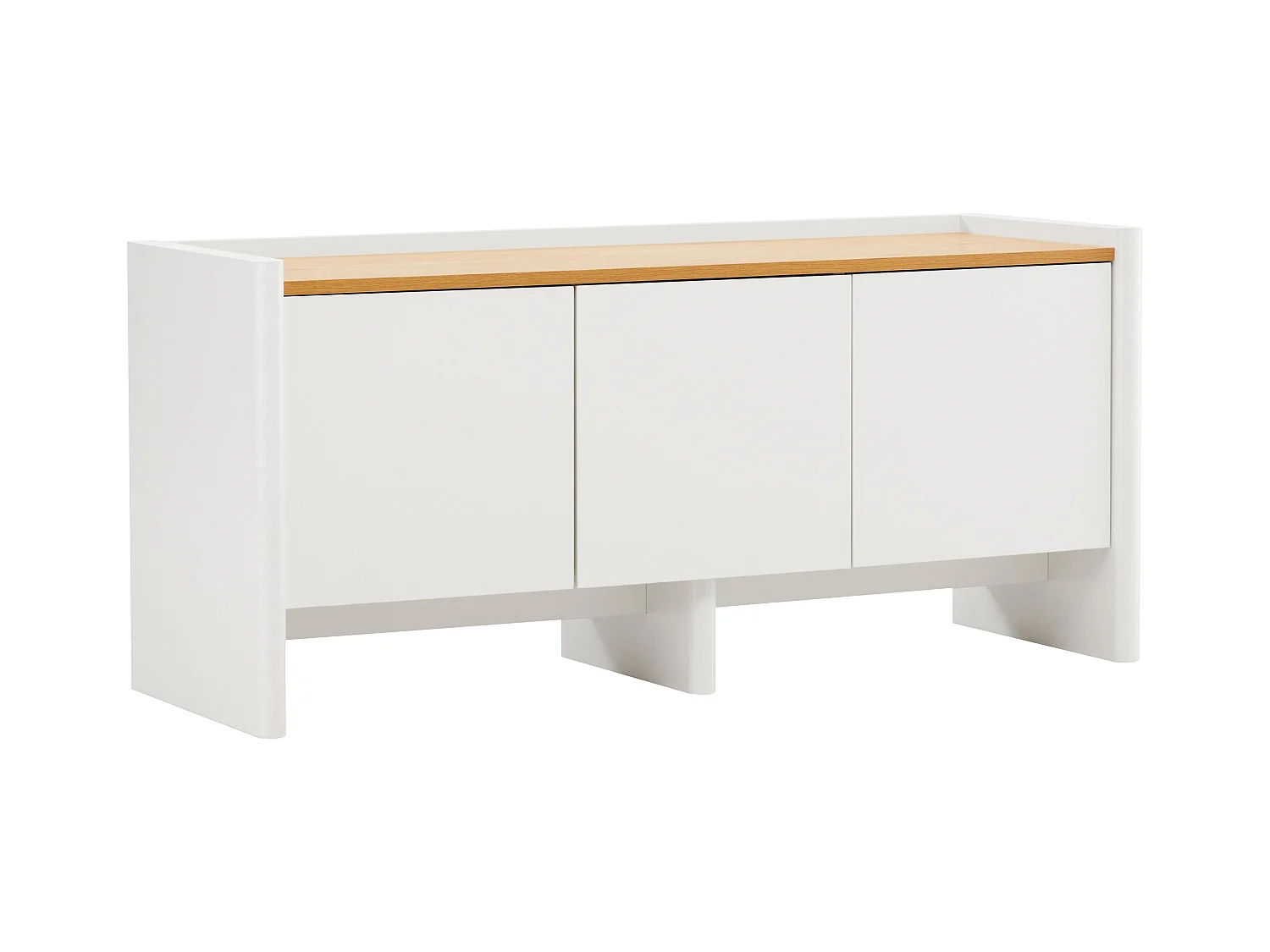 Meuble TV uni rétro rectangulaire L120 cm blanc