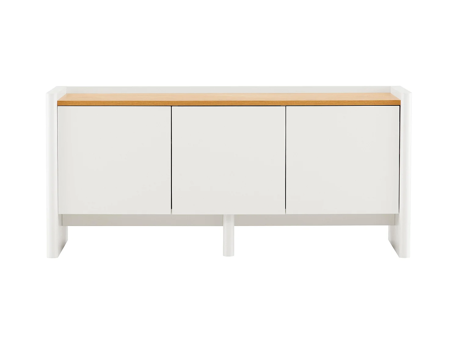 Meuble TV uni rétro rectangulaire L120 cm blanc