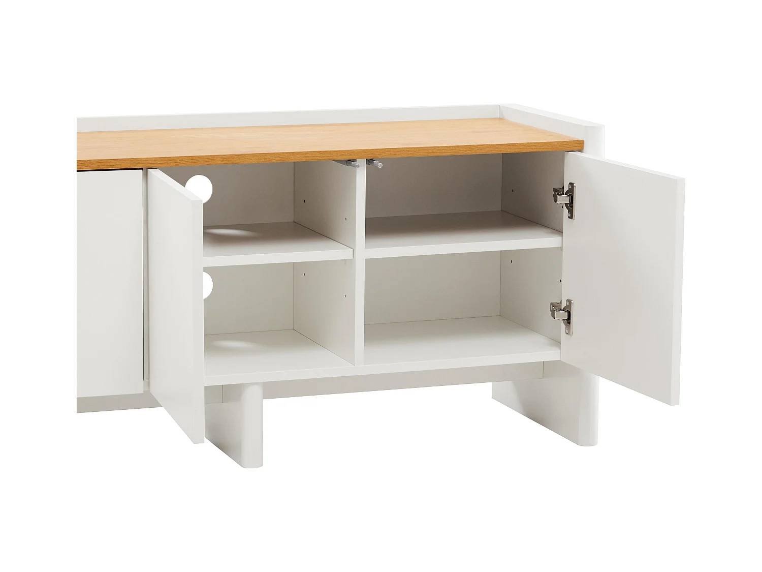 Meuble TV uni rétro rectangulaire L120 cm blanc