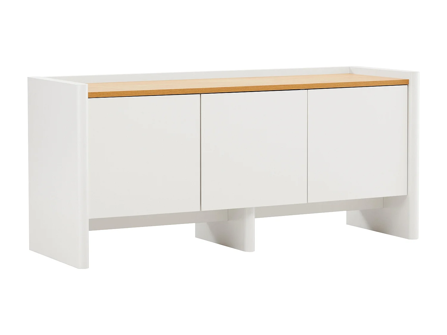 Meuble TV uni rétro rectangulaire L120 cm blanc