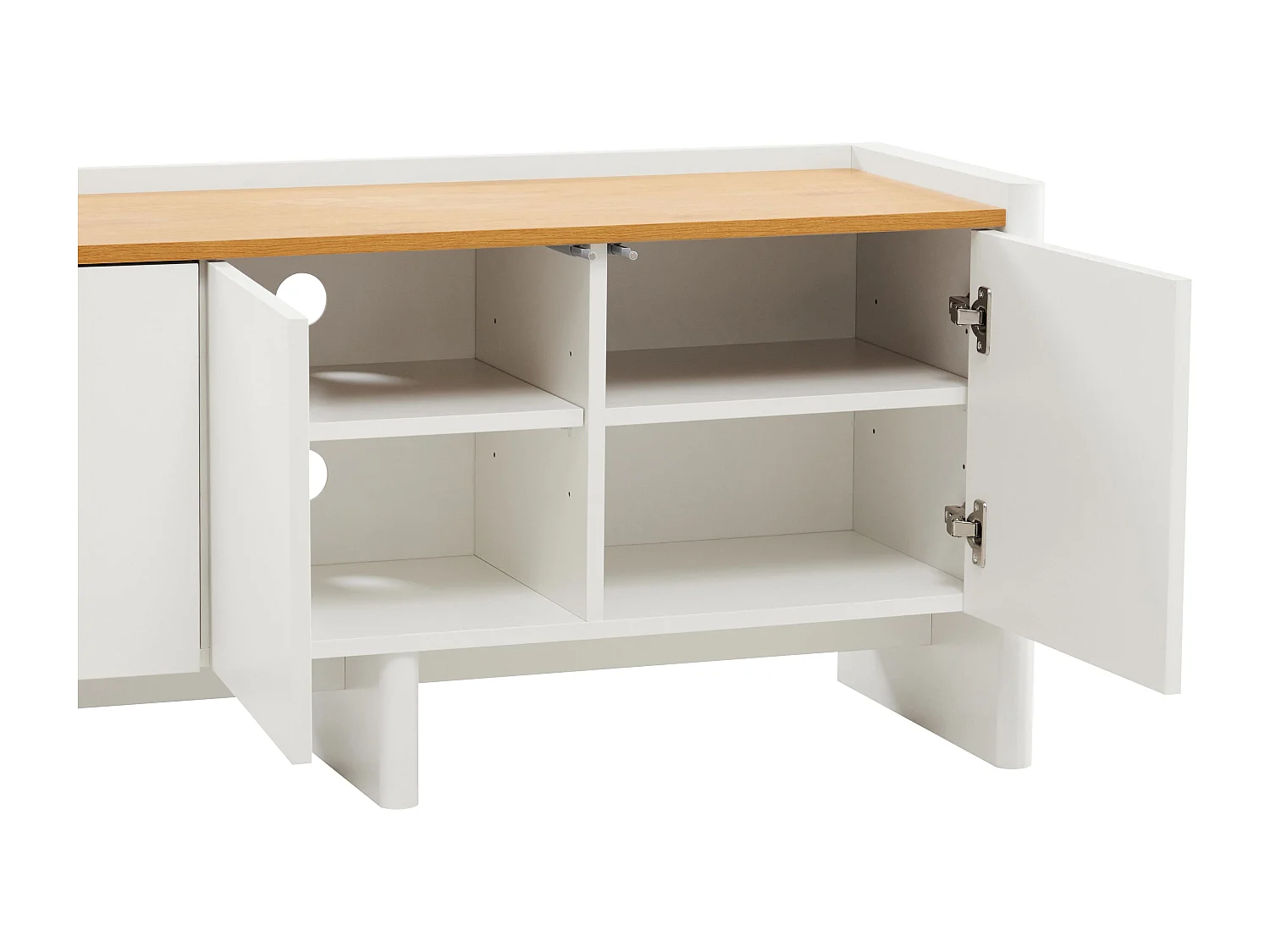 Meuble TV uni rétro rectangulaire L120 cm blanc