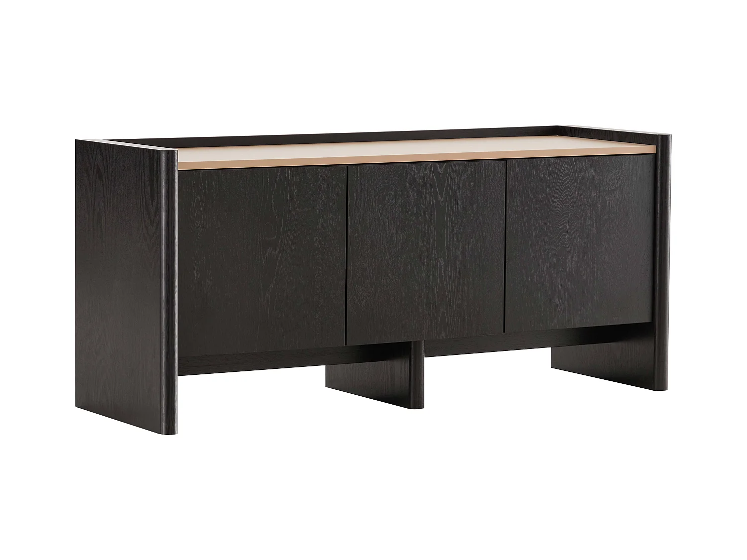 Meuble TV épuré rectangulaire L120 cm bois noir