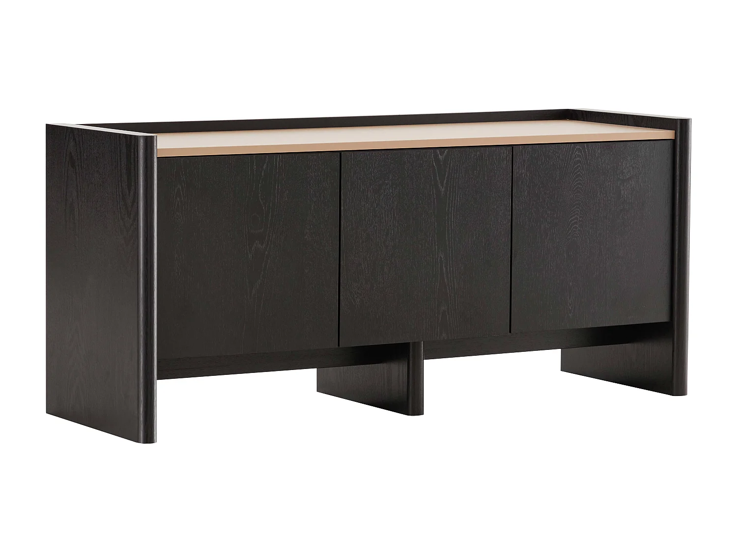 Meuble TV épuré rectangulaire L120 cm bois noir