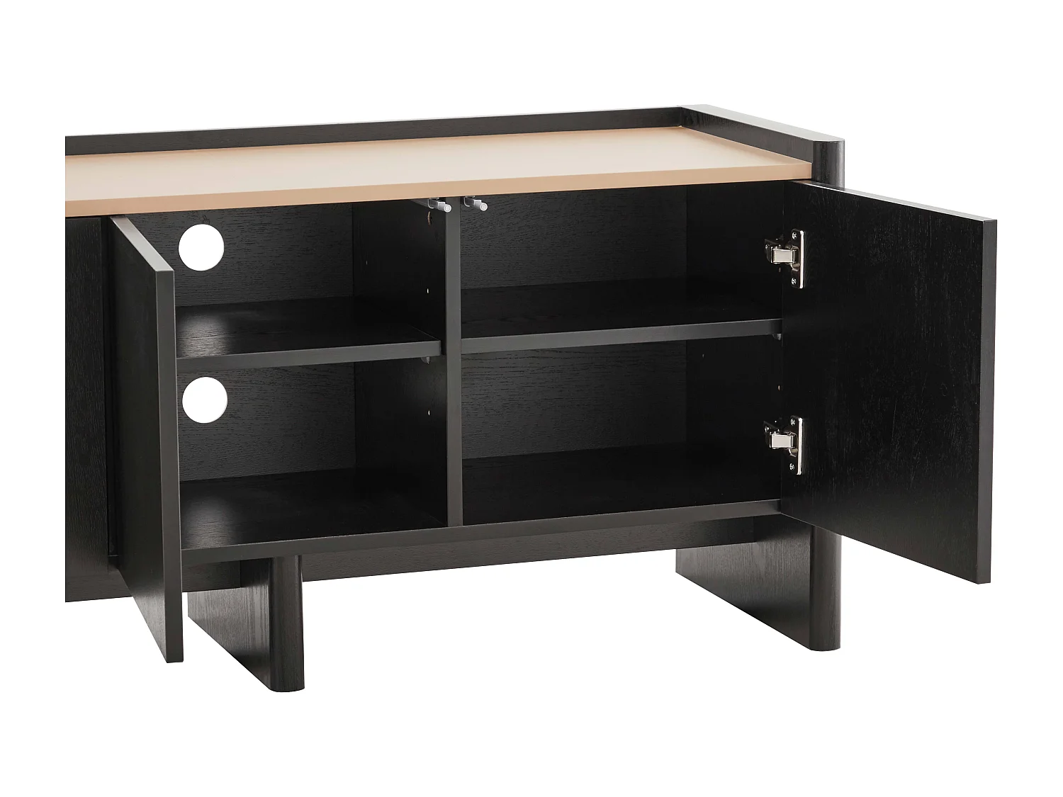 Meuble TV épuré rectangulaire L120 cm bois noir