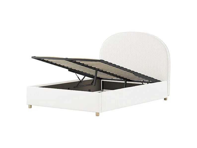 Lit coffre 140x200 sommier inclus Moon Blanc