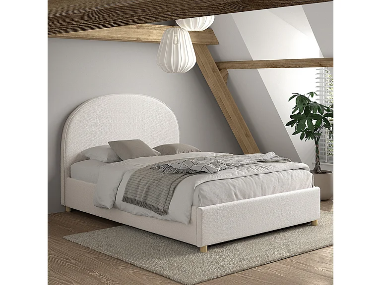 Lit coffre 140x200 sommier inclus Moon Blanc