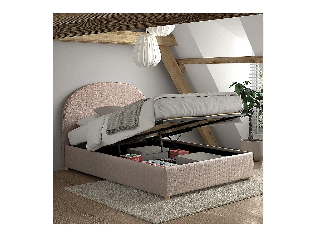 Lit coffre 140x200 sommier inclus Moon Rose