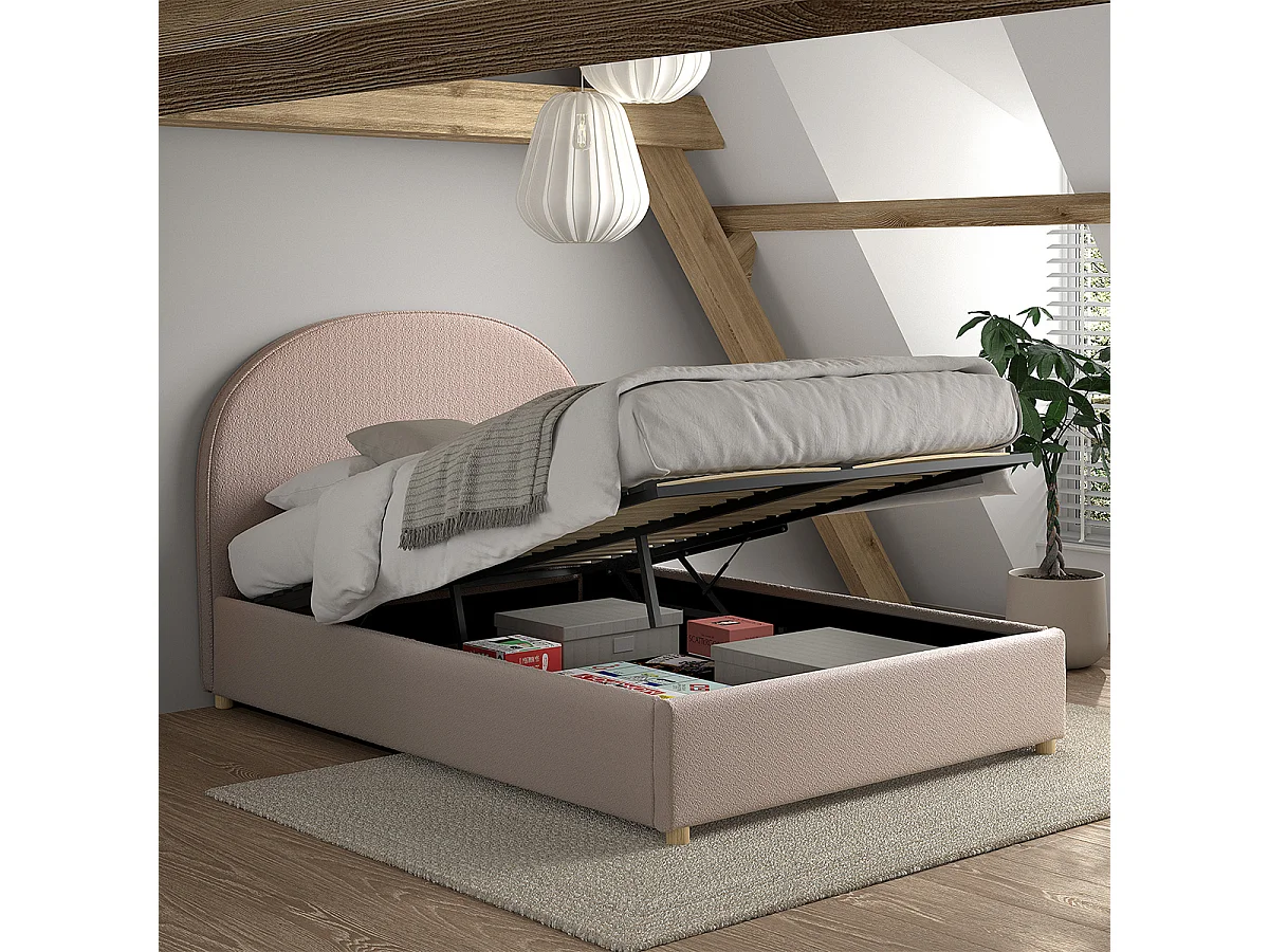 Lit coffre 140x200 sommier inclus Moon Rose