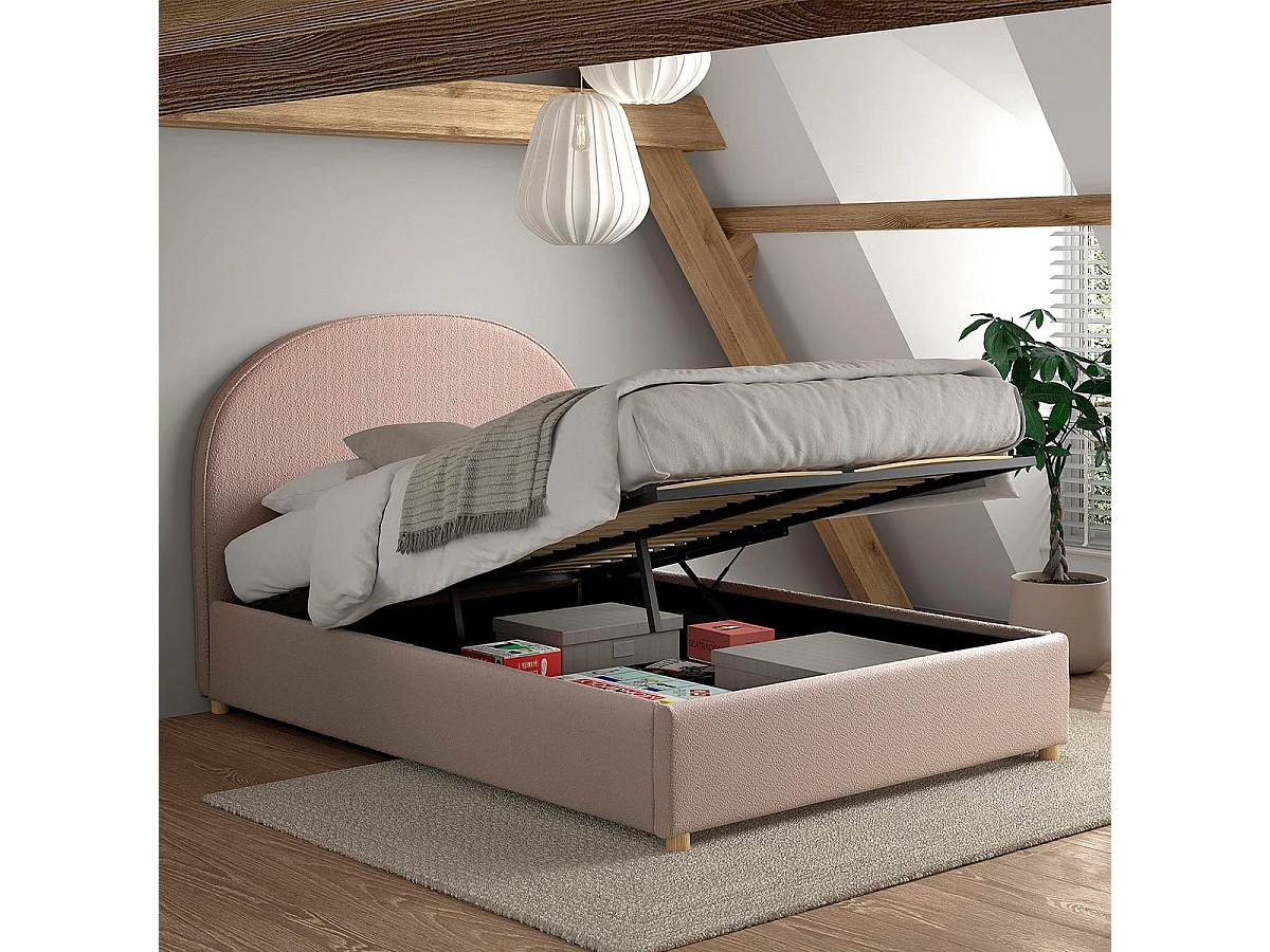 Lit Coffre Adulte "Moon" 140x200cm Rose