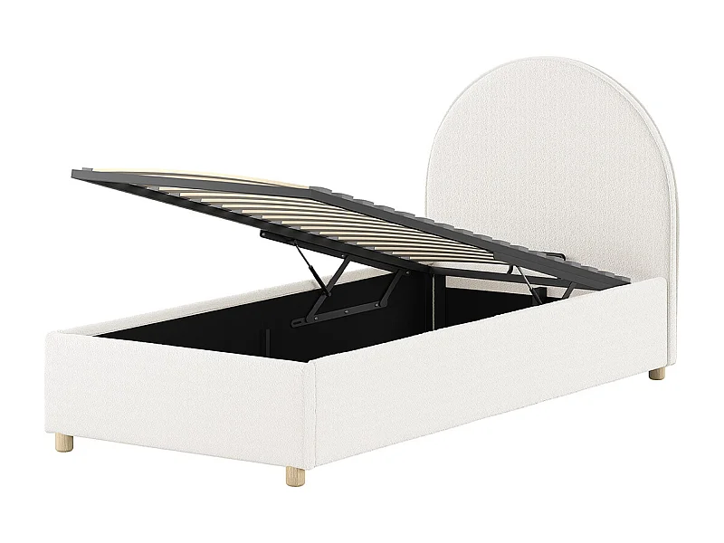 Lit coffre 90x200 sommier inclus Moon Blanc