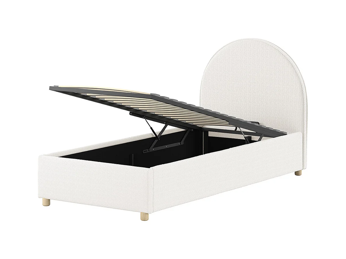 Lit coffre 90x200 sommier inclus Moon Blanc