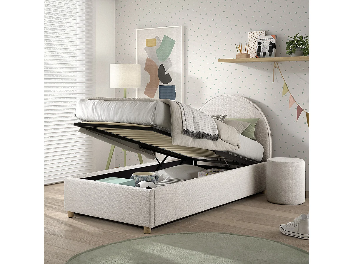 Lit coffre 90x200 sommier inclus Moon Blanc