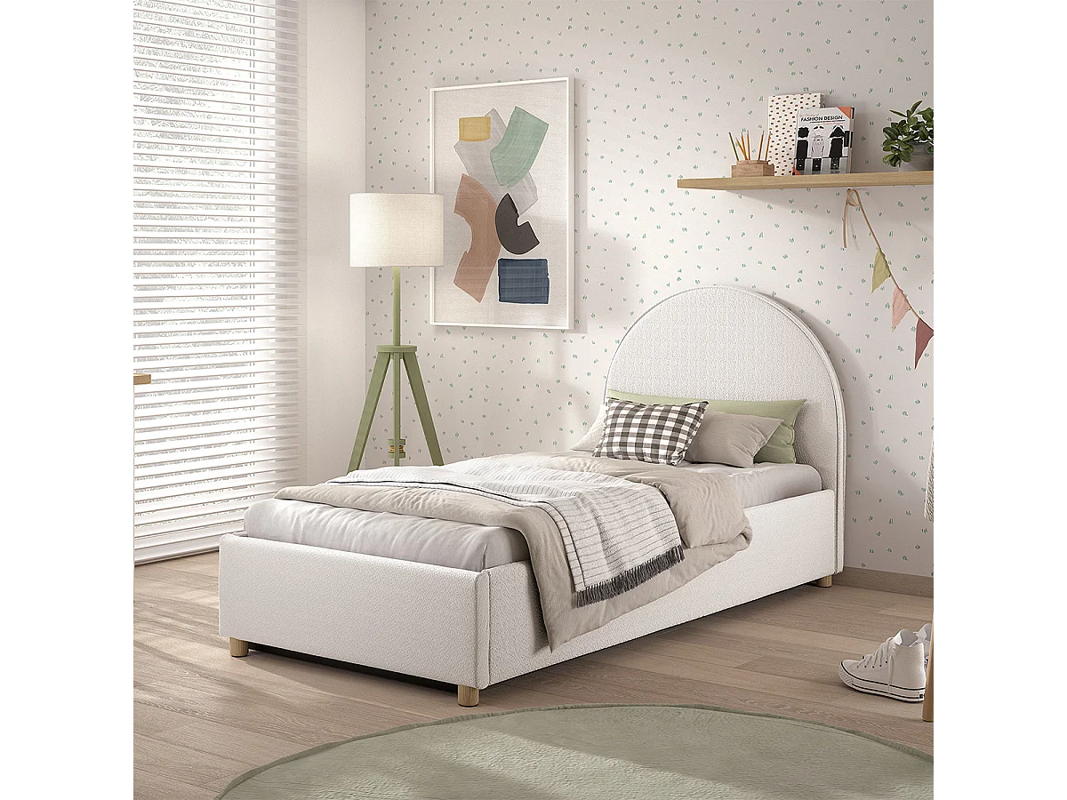 Lit coffre 90x200 sommier inclus Moon Blanc