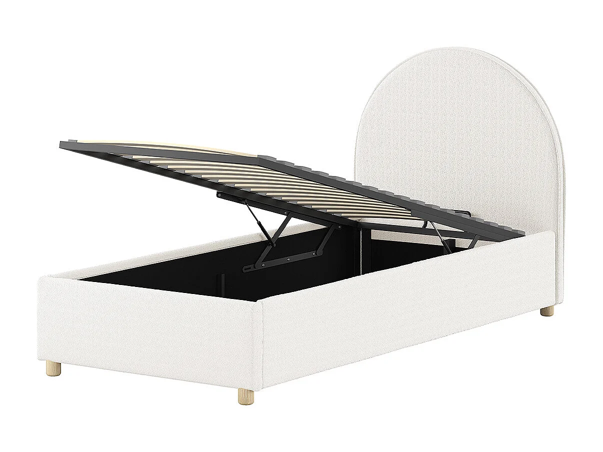 Lit coffre 90x200 sommier inclus Moon Blanc