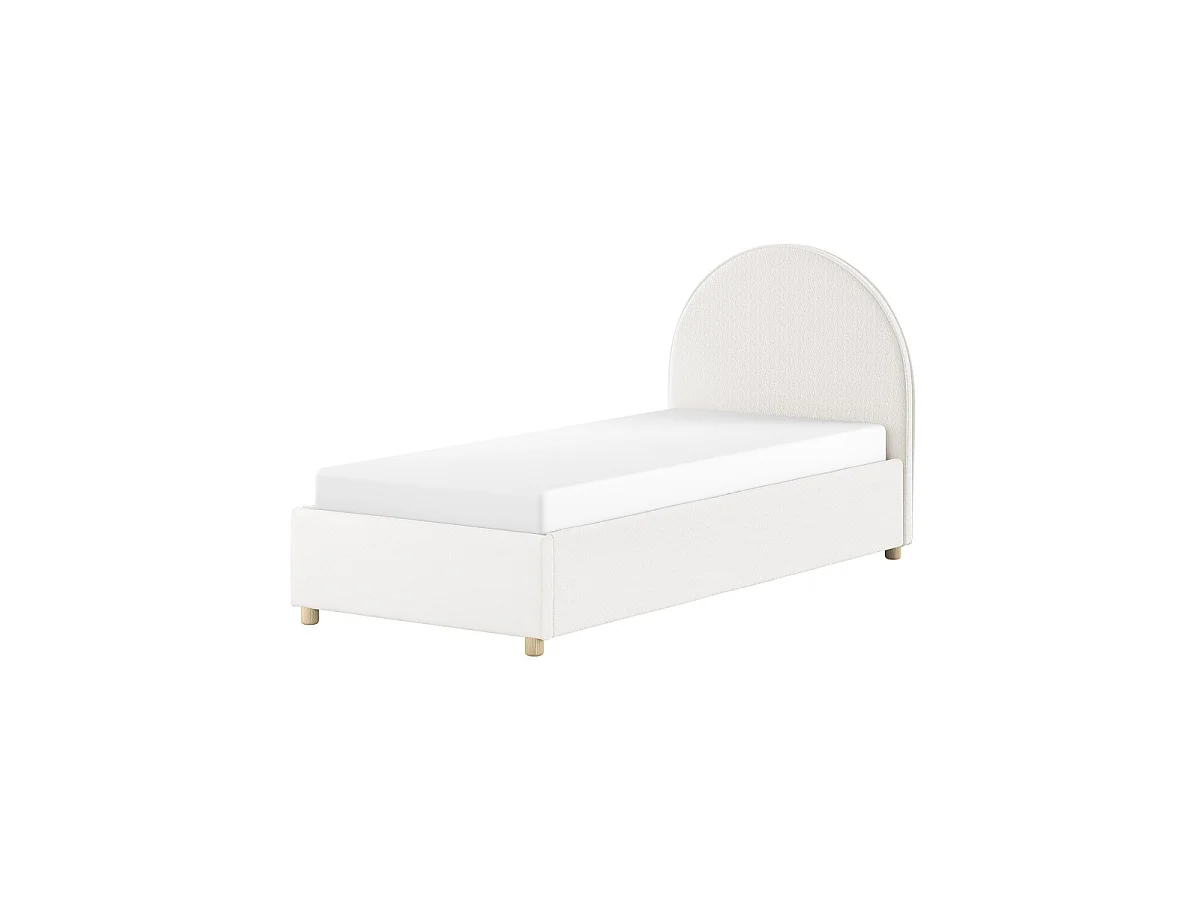 Lit Coffre Enfant Bouclé "Moon" 90x200cm Blanc