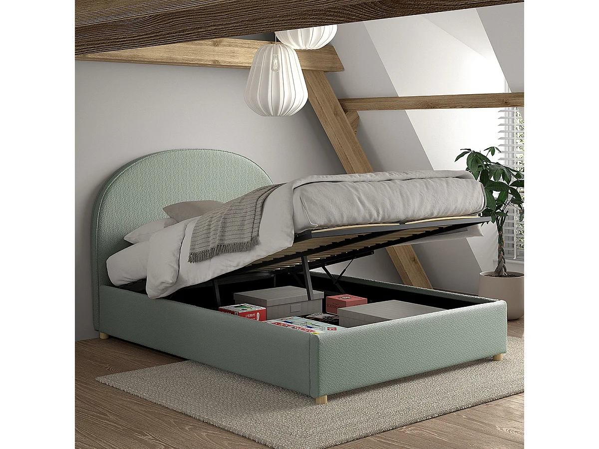 Lit coffre 140x200 sommier inclus Moon Vert