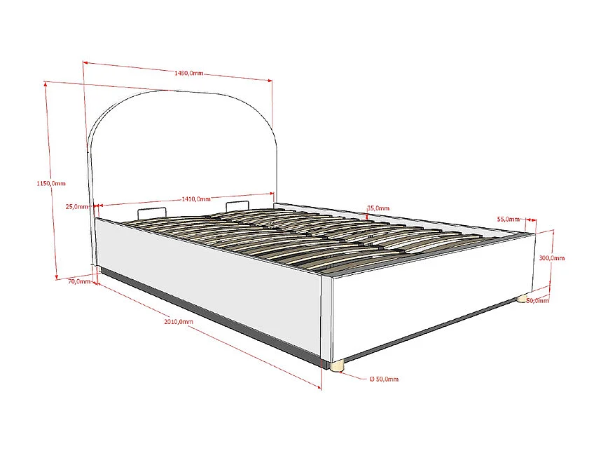 Lit coffre 140x200 sommier inclus Moon Vert