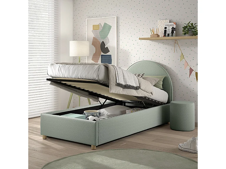 Lit coffre 90x200 sommier inclus Moon Vert