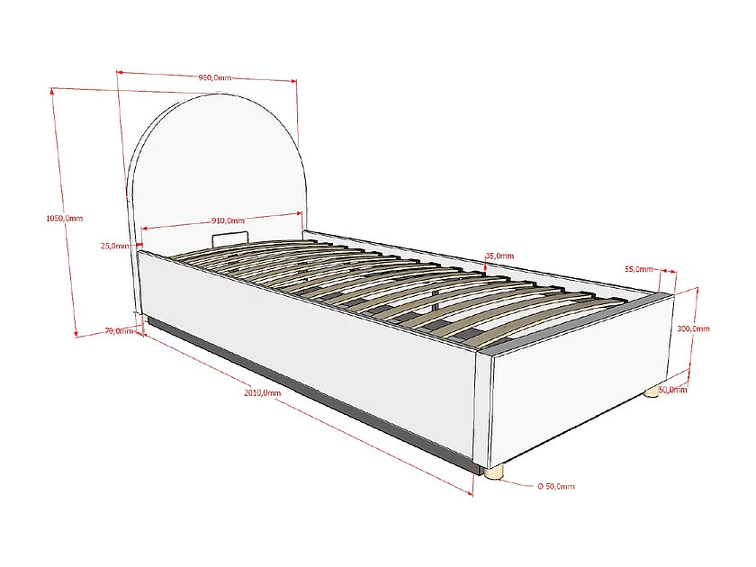 Lit coffre 90x200 sommier inclus Moon Vert