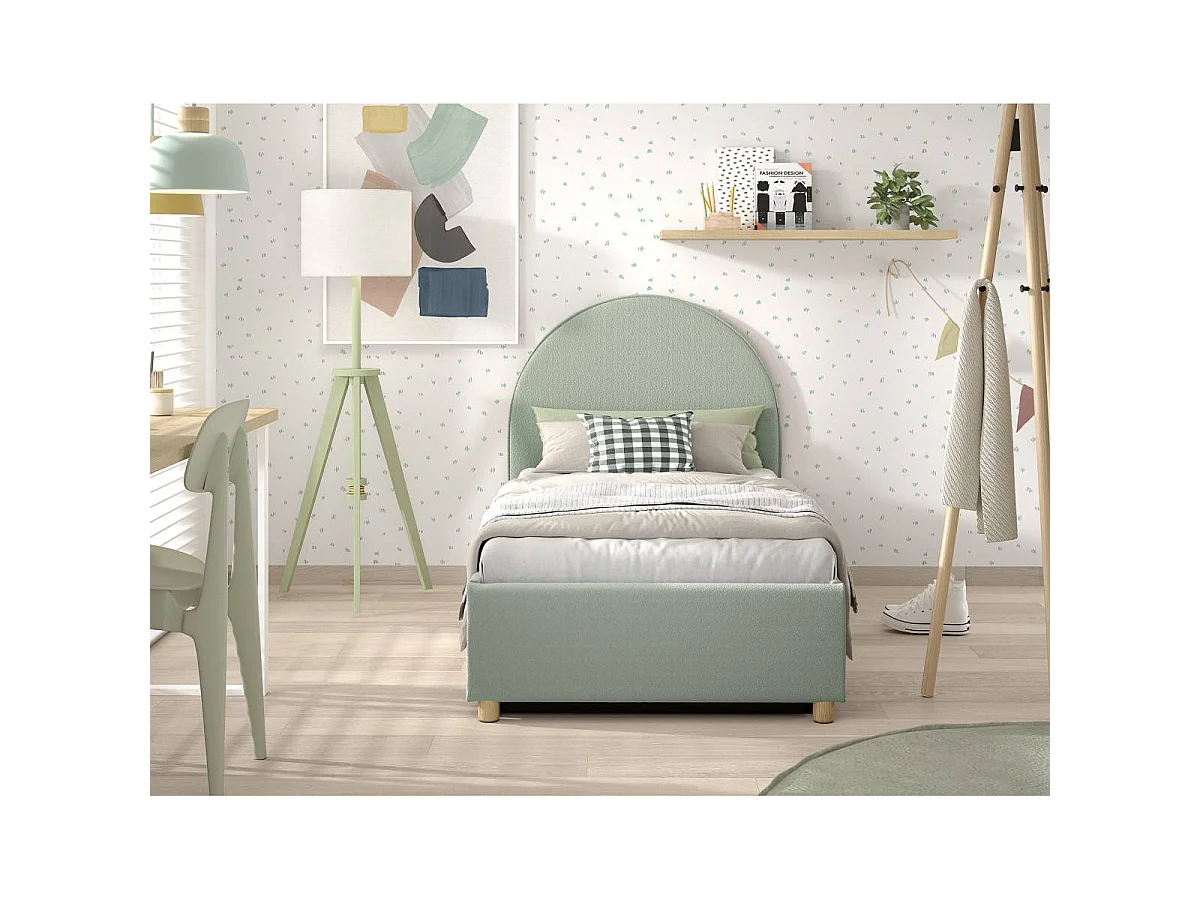 Lit Coffre Enfant Bouclé "Moon" 90x200cm Vert