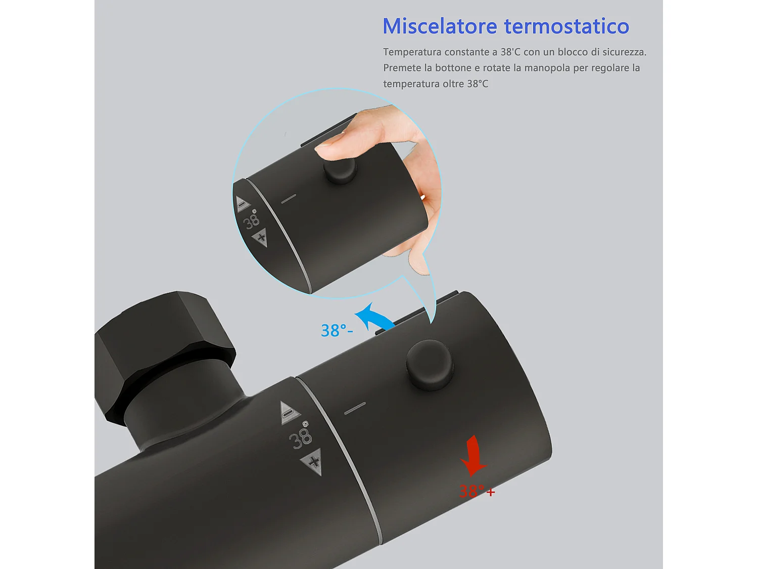 Colonna doccia con miscelatore, kit completo di doccia a pioggia, soffione doccia 20 x20 cm e doccetta 3 getti, asta doccia, nero