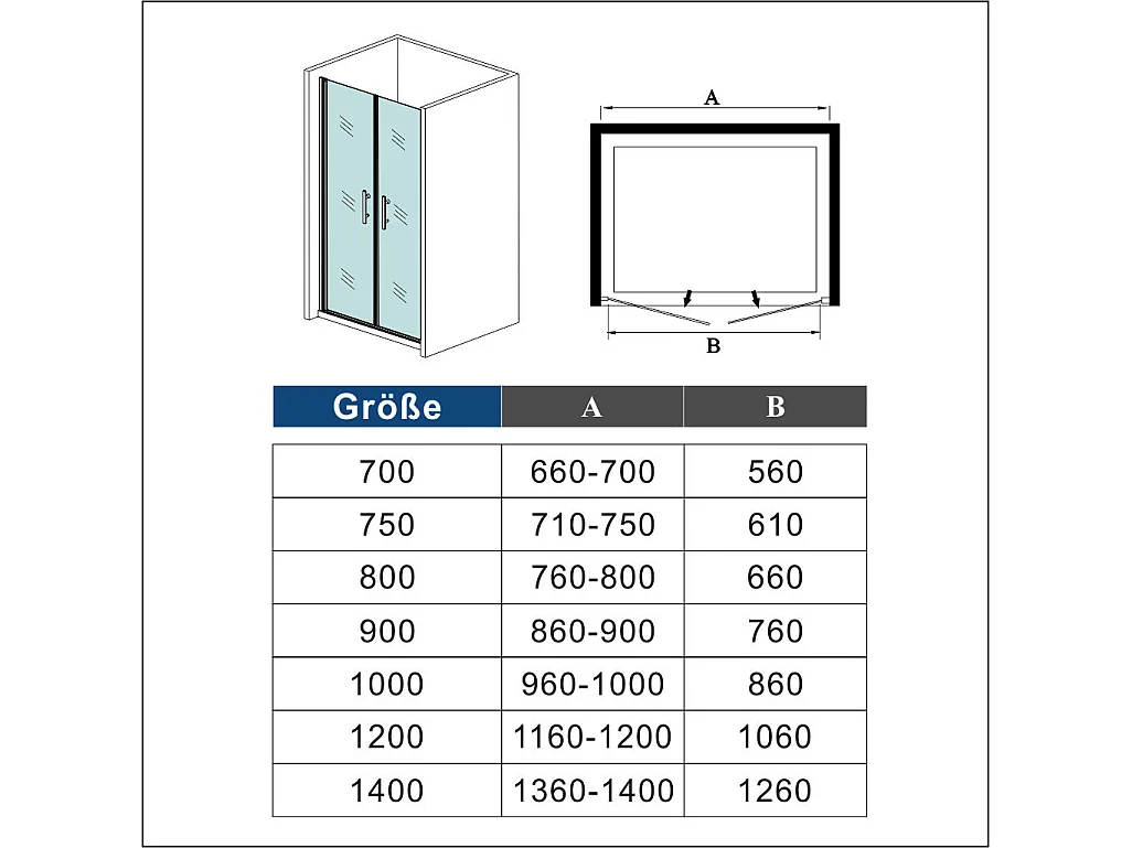 75x195cm Duschtür Nano ESG Milchglas Drehtür Glastür Duschkabine