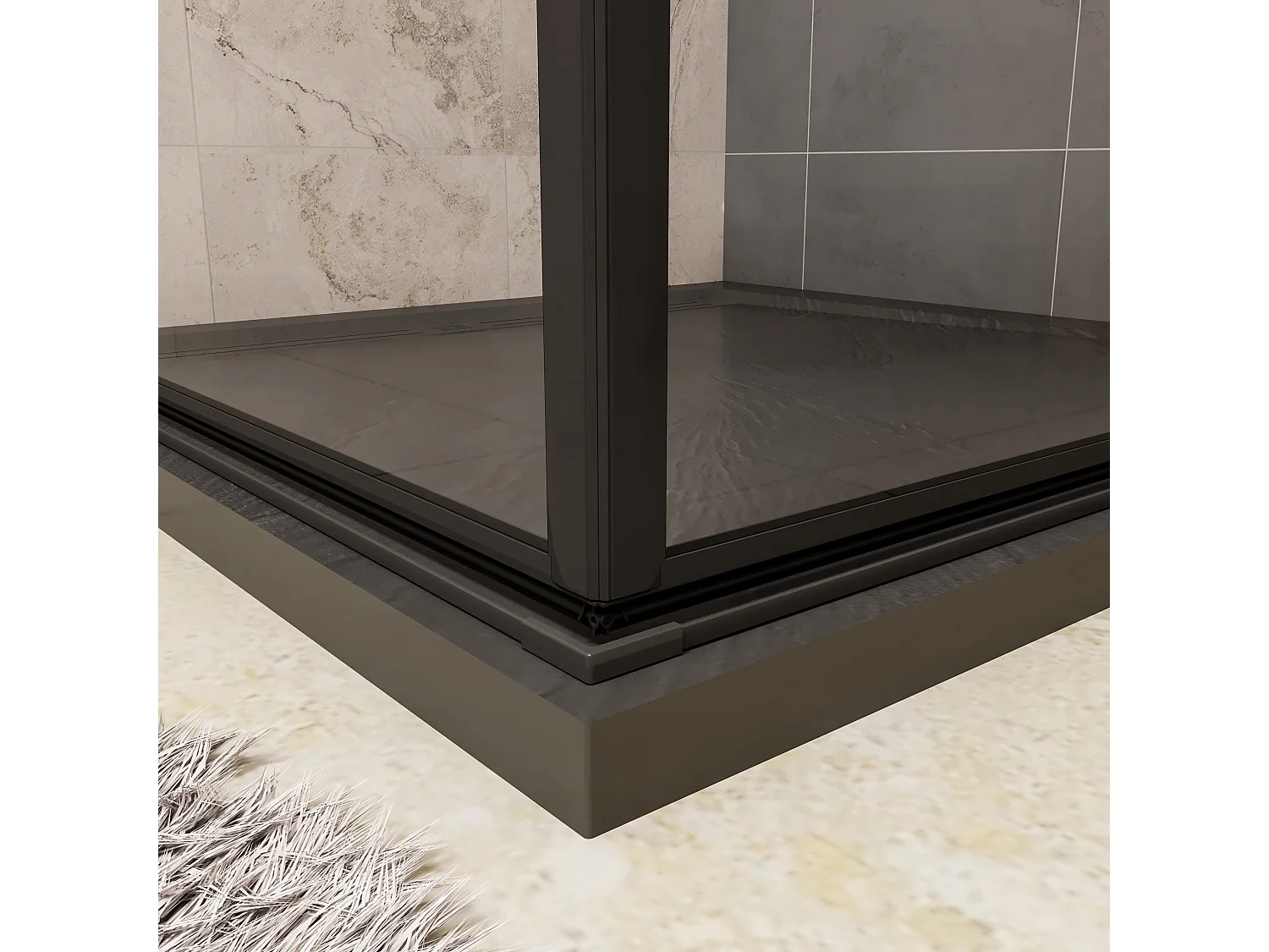 80x80x200cm 8mm Duschtrennwand Drehtür Glastür  Duschtür Duschkabine schwarz