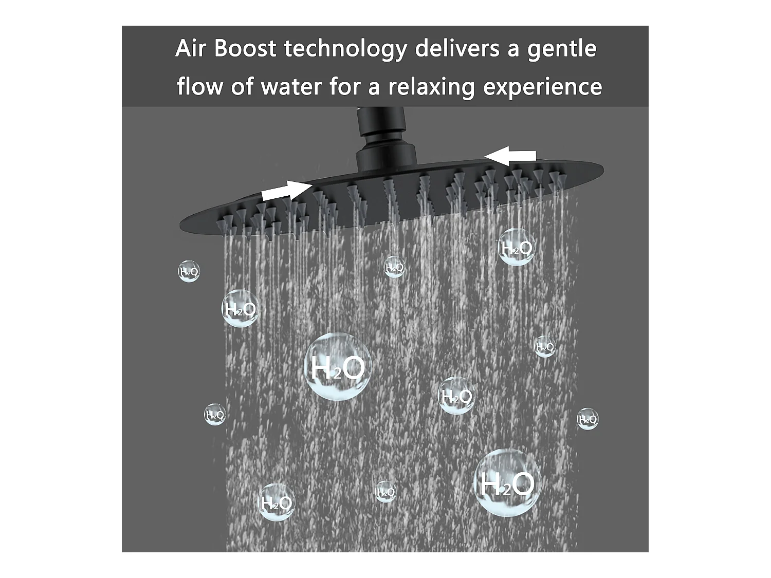 AICA Colonna doccia a ponte con soffione circolare 20x20cm, sistema doccia con miscelatore, nero opaco