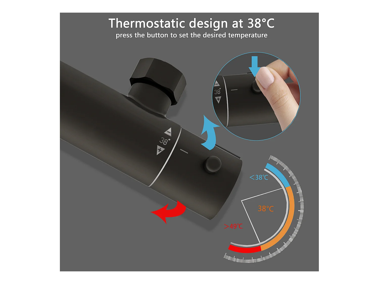 AICA Colonna doccia a ponte con soffione circolare 20x20cm, sistema doccia con miscelatore, nero opaco