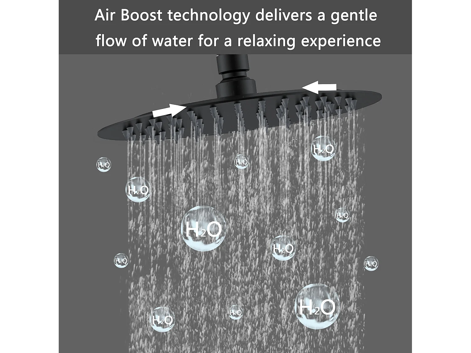 AICA Colonna doccia a ponte con soffione circolare 20x20cm, sistema doccia con miscelatore, nero opaco