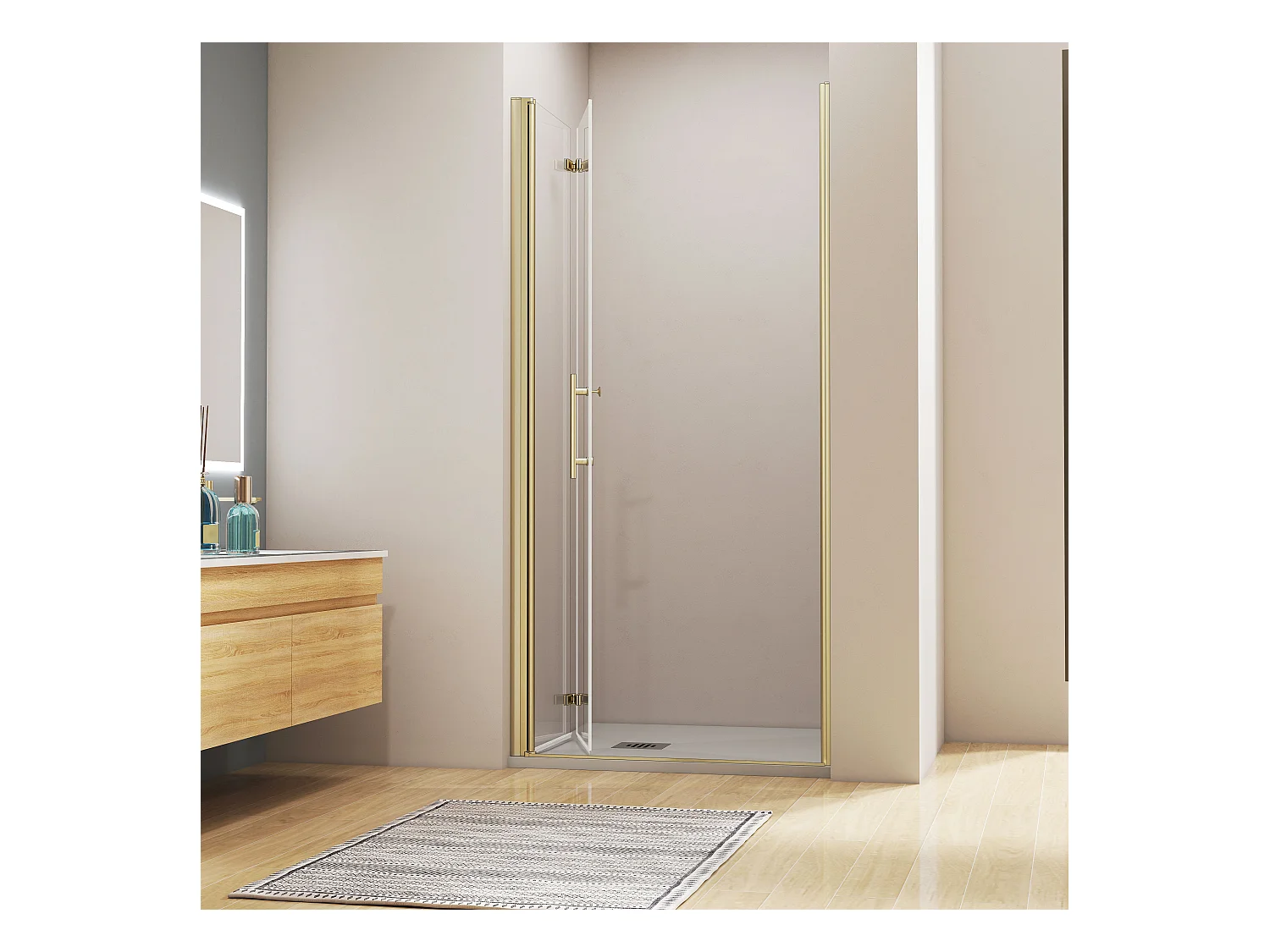 95x195cm 6mm Sicherheitsglas Duschwand Faltwand Duschkabine Duschtür Scharniertür