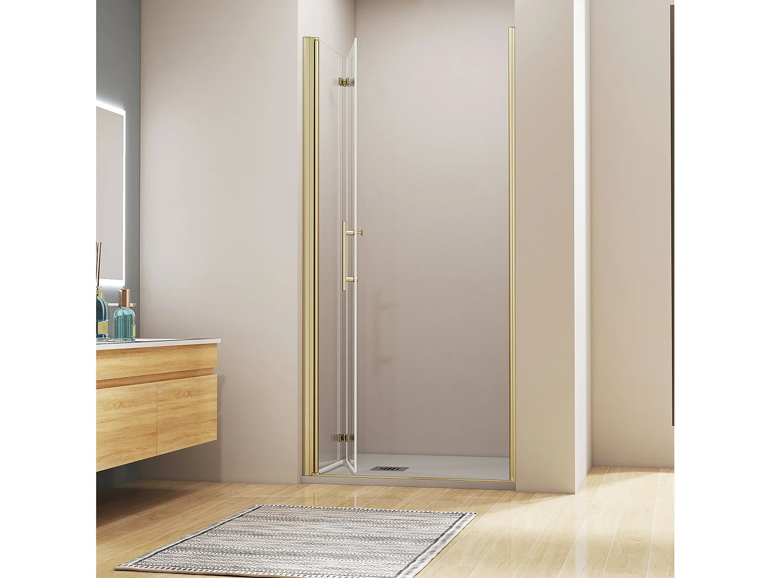 95x195cm 6mm Sicherheitsglas Duschwand Faltwand Duschkabine Duschtür Scharniertür