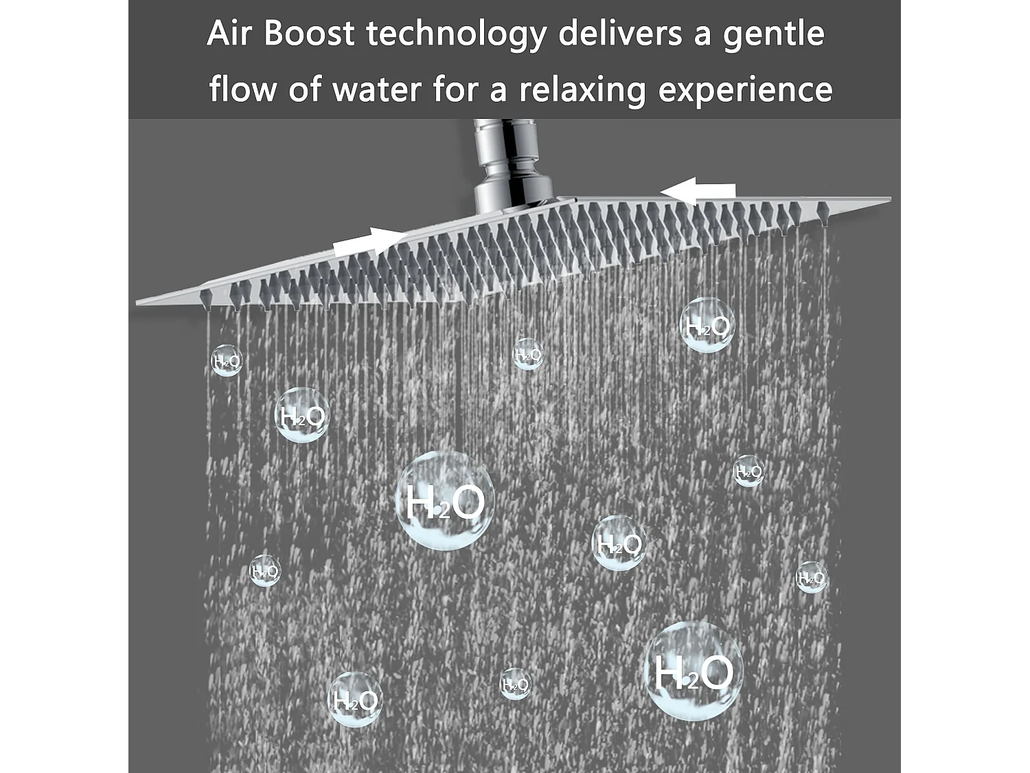 AICA Colonna doccia a ponte con soffione quadrato 20x20cm, sistema doccia con miscelatore, cromato lucido