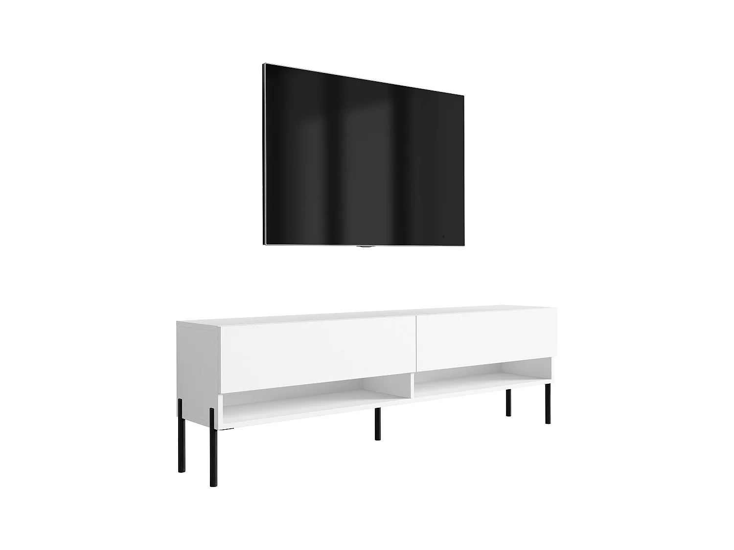 TV-Meubel 170 cm Matwit, rechte zwarte poten, 170 × 32 × 52 cm