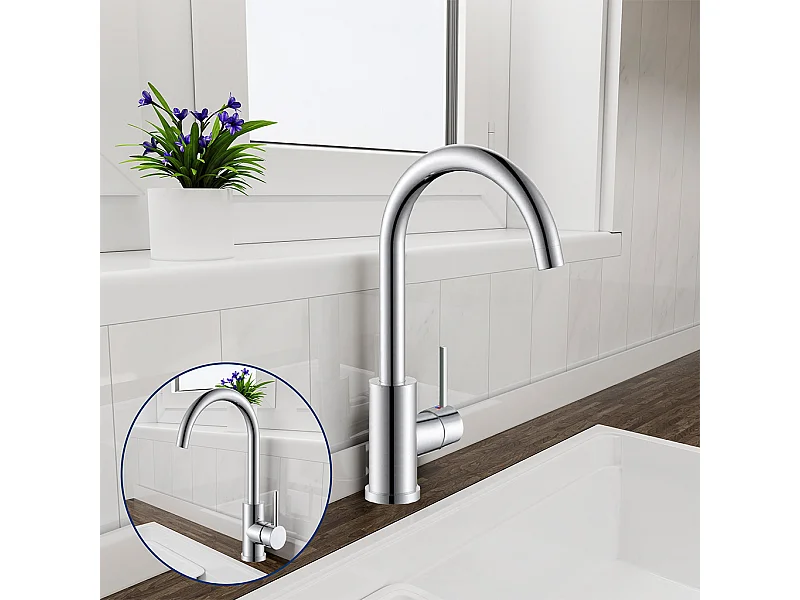 Miscelatore da cucina AICA ITALY collo di cigno argento,cromato