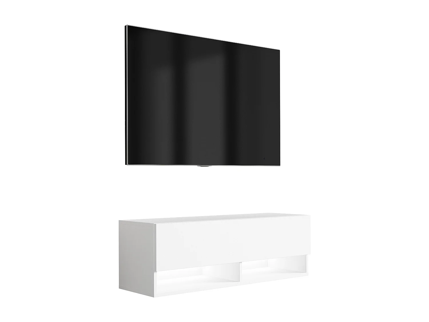 TV-Lowboard 100 cm Mattweiß, LED weiß, 100 × 32 × 34 cm