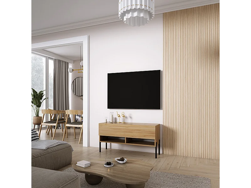TV-Meubel 100 cm Craft eik, rechte zwarte poten, 100 × 32 × 52 cm