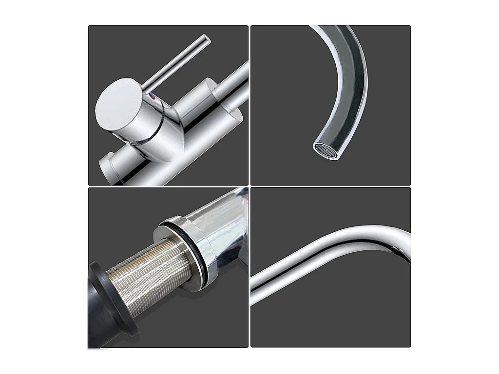 AICA Rubinetto miscelatore cucina per lavello collo di cigno, cromato