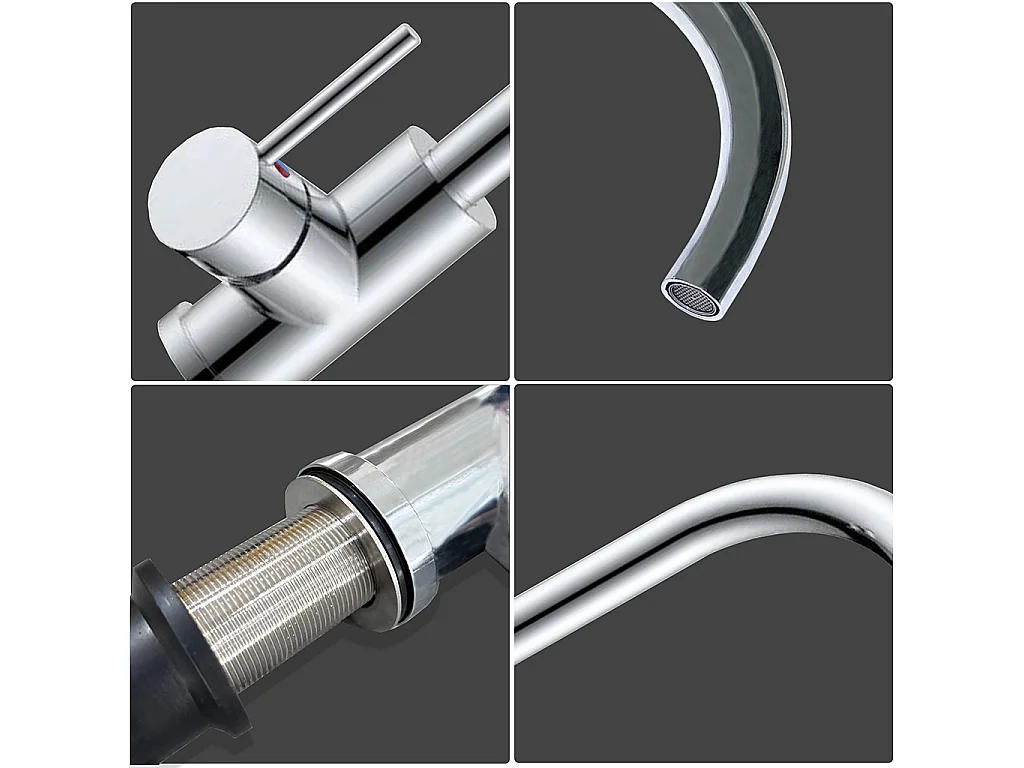 AICA Rubinetto miscelatore cucina per lavello collo di cigno, cromato