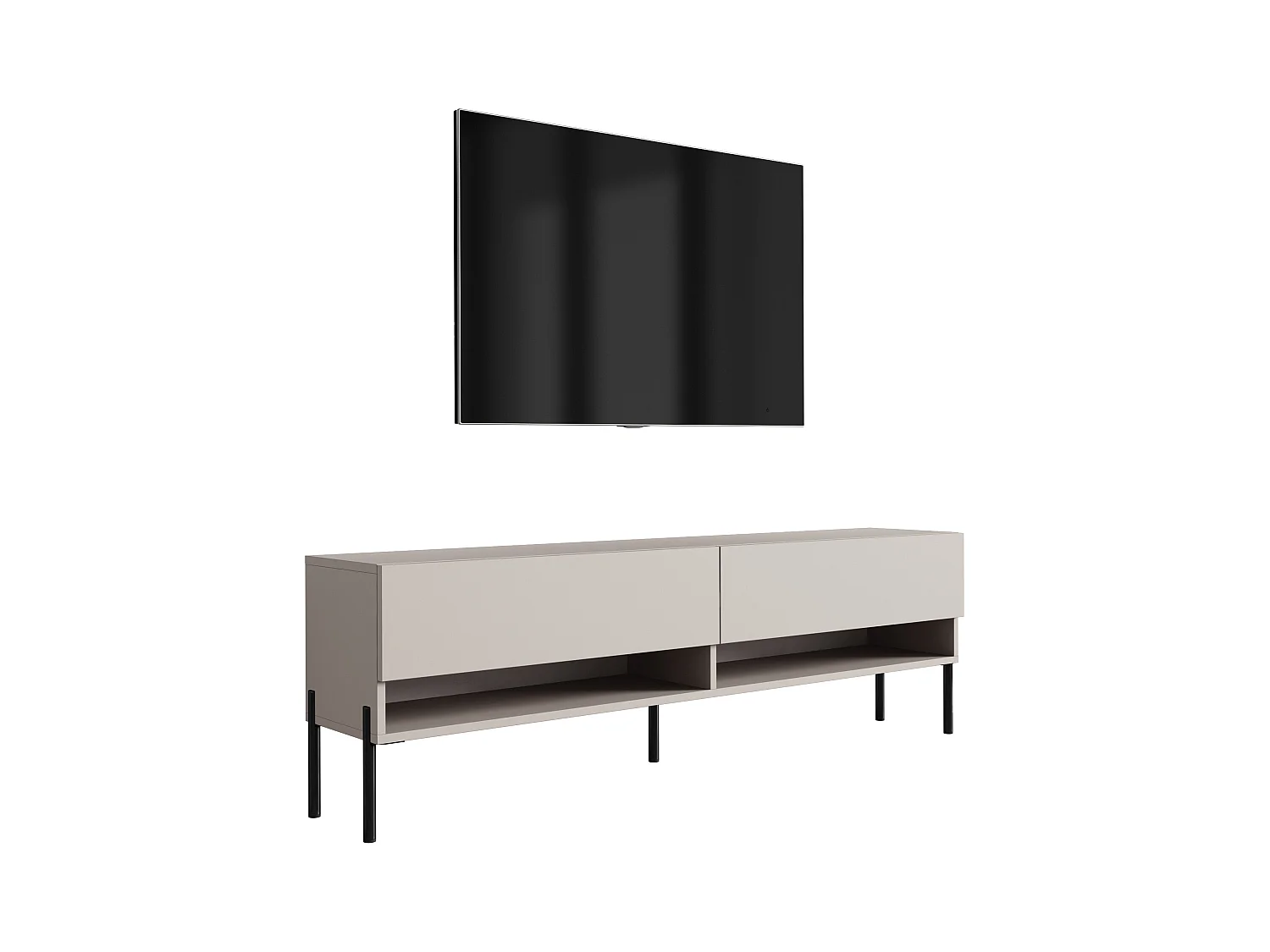 Meuble TV 170 cm Cachemire, pieds droits noirs, 170 x 32 x 52 cm