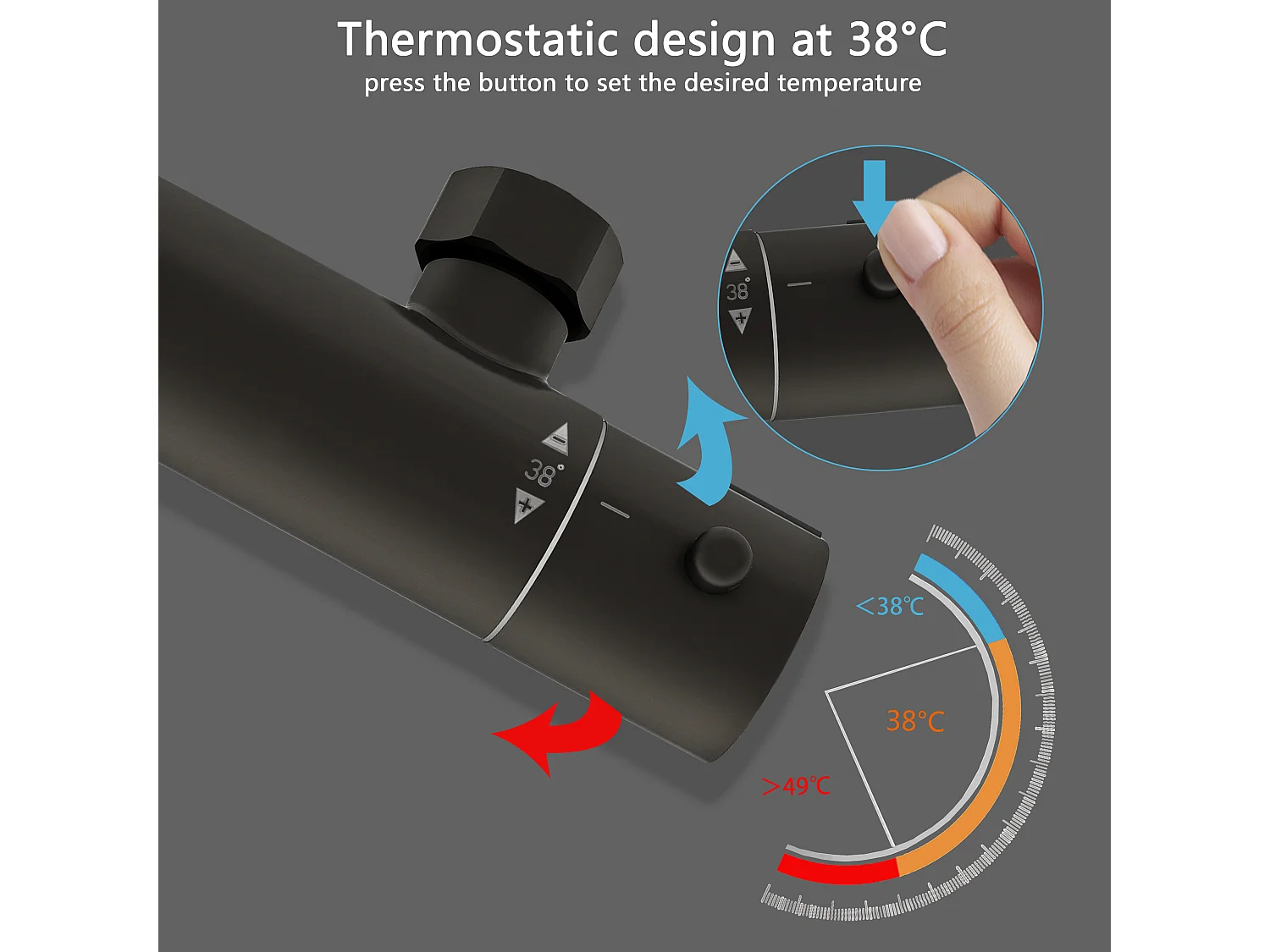 AICA Colonna doccia a ponte con soffione quadrato 20x20cm, sistema doccia con miscelatore, nero opaco