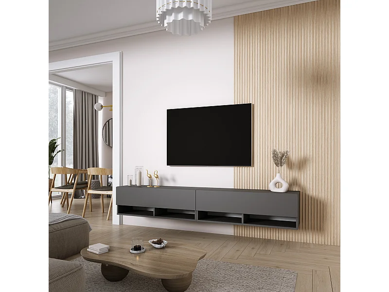 Meuble TV 200 (2 x 100) cm Anthracite, 200 x 32 x 52 cm