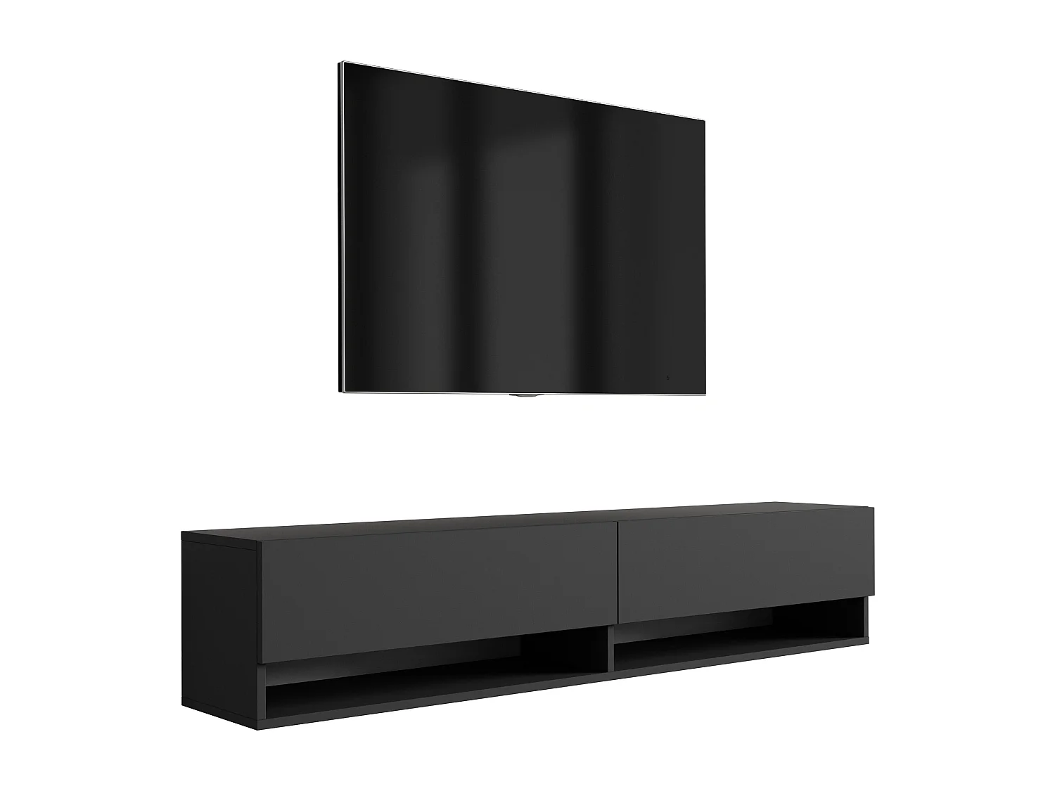 Szafka pod telewizor 170 cm Czarny Mat, 170 × 32 × 34 cm