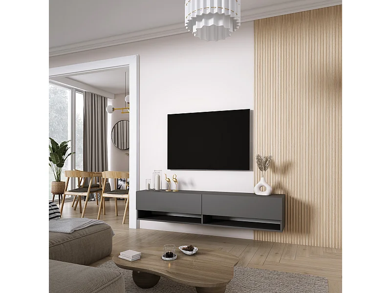 Meuble TV 170 cm Anthracite, 170 x 32 x 34 cm