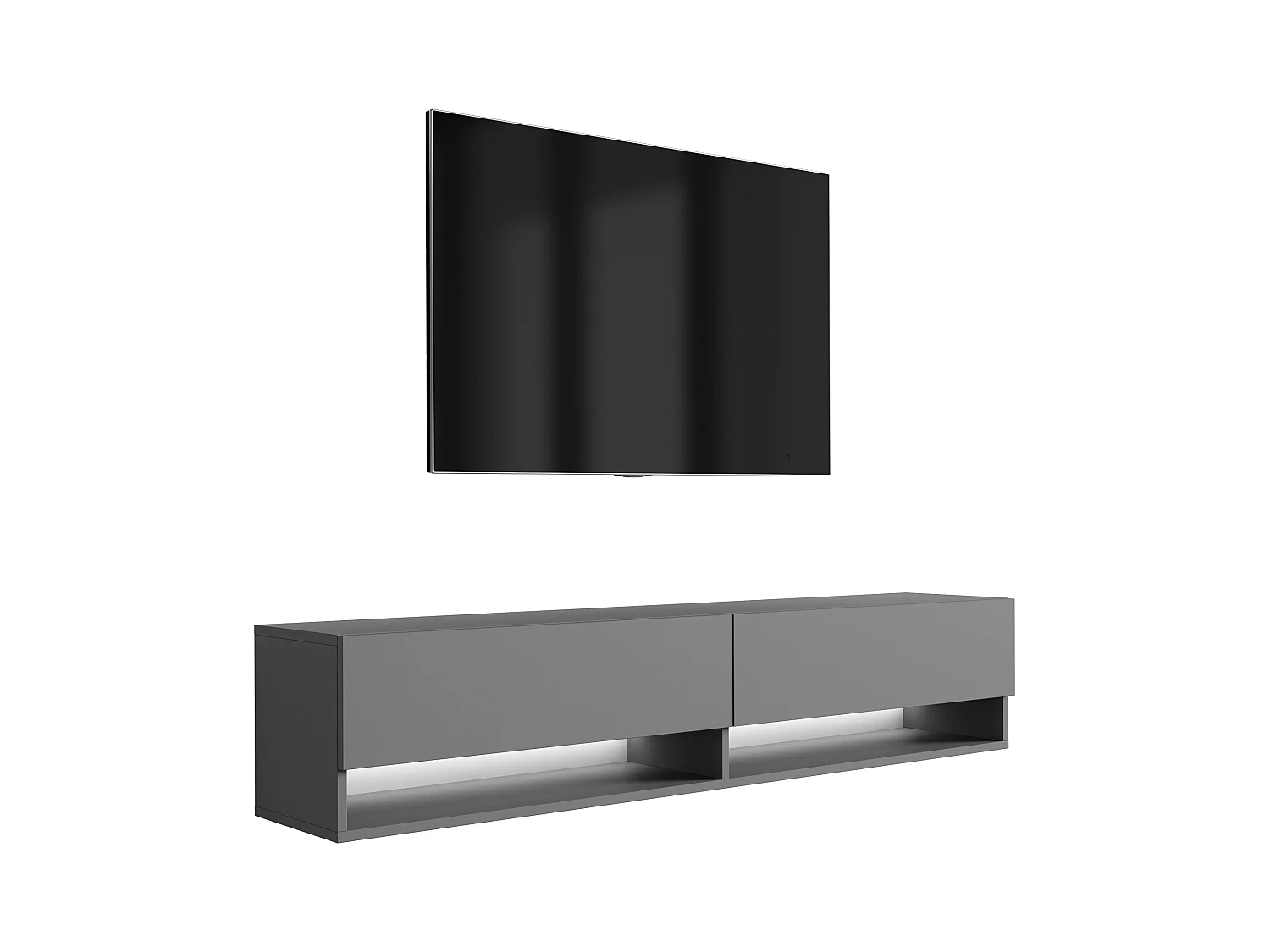 Meuble TV 170 cm Anthracite, LED blanc, 170 x 32 x 34 cm
