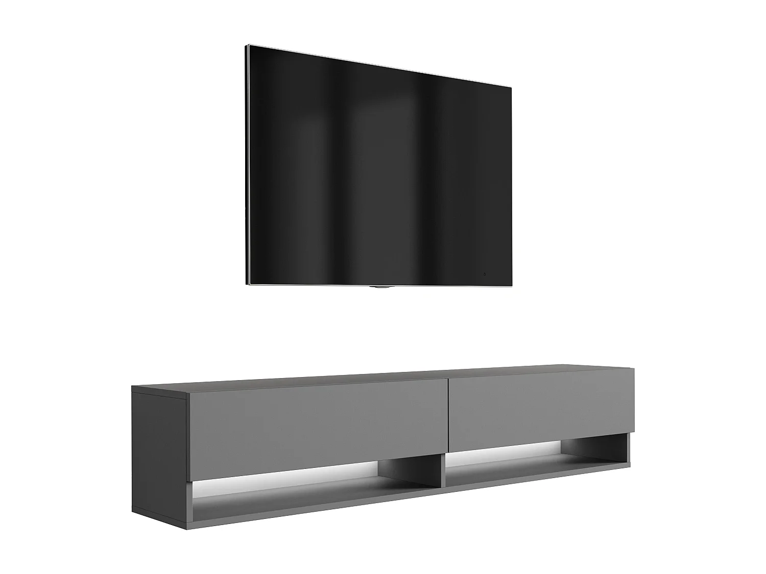 Meuble TV 170 cm Anthracite, LED blanc, 170 x 32 x 34 cm