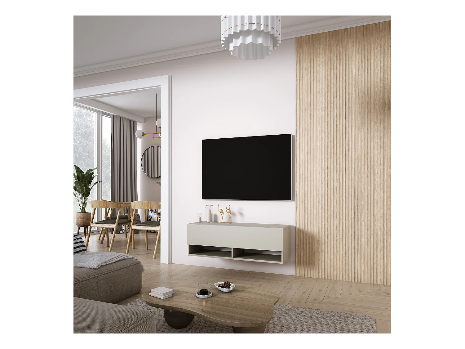 TV-Lowboard 100 cm Kaschmir, 100 × 32 × 34 cm